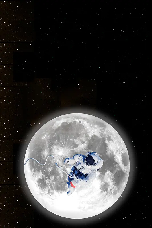 黑色大气人类月球日海报