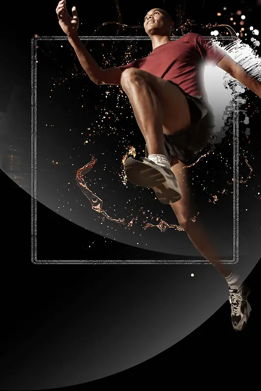 黑色酷炫健身体育运动海报背景素材
