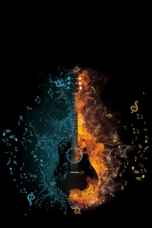 创意大气吉他培训海报背景素材