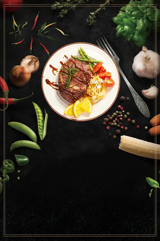 西餐美味特色牛排美食宣传海报