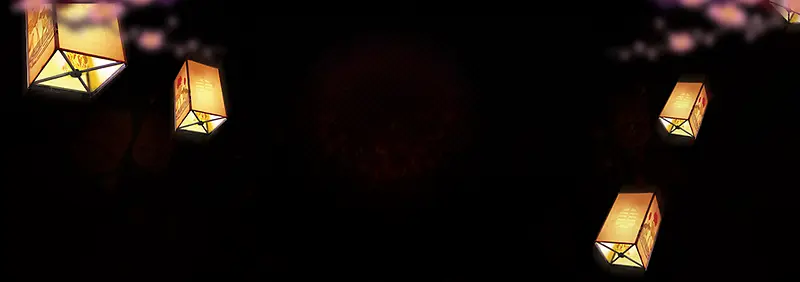 中秋节孔明灯梦幻黑色背景