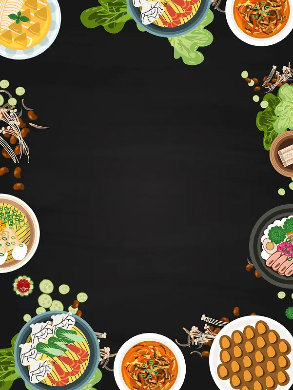 黑色背景创意美食食物商务菜牌背景素材