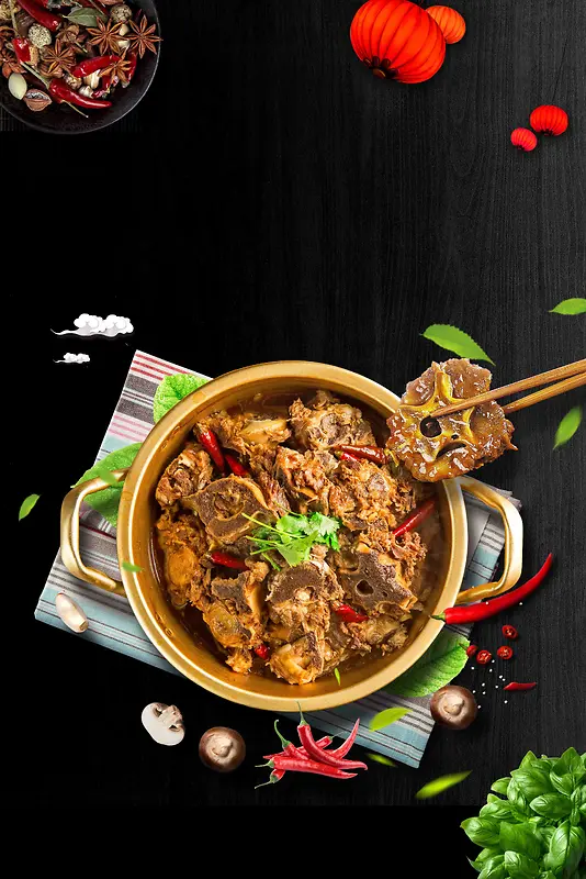 美食羊蝎子海报背景