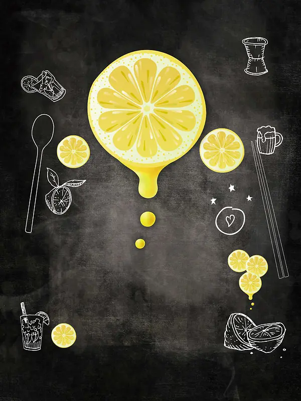 新鲜柠檬水果店海报背景