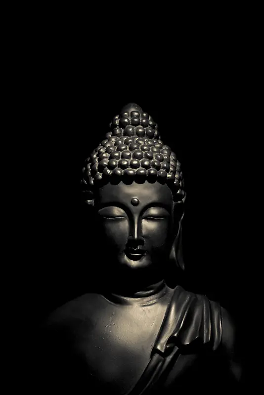 佛教如来佛佛首宗教信仰黑色陶瓷海报背景