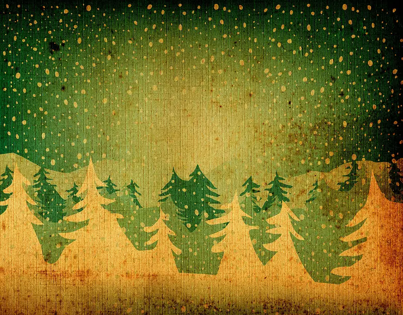 圣诞节复古黄绿色背景图