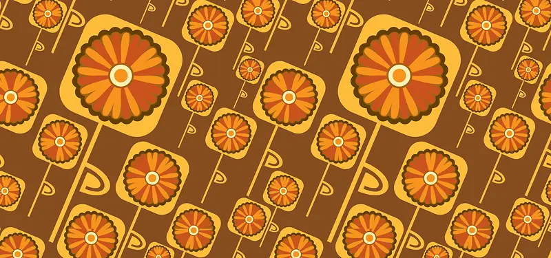 橙色花卉图案背景