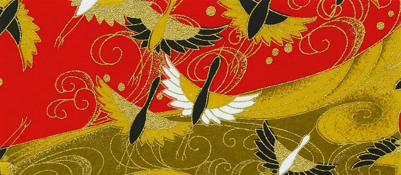 红黄日式和风仙鹤背景