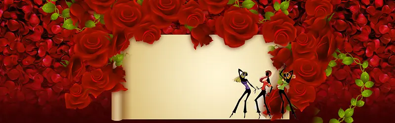 妇女节玫瑰花墙海报背景素材