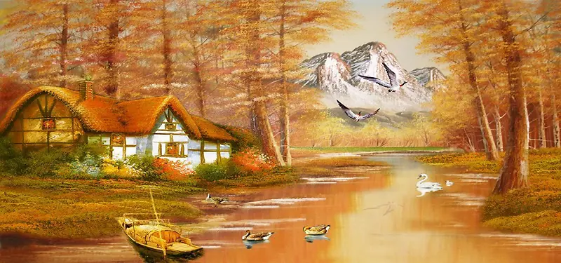 秋季油画风景