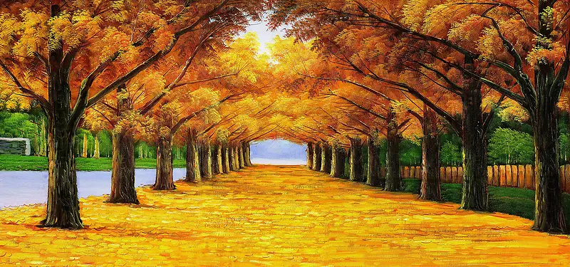 黄色秋季枫叶大自然海报