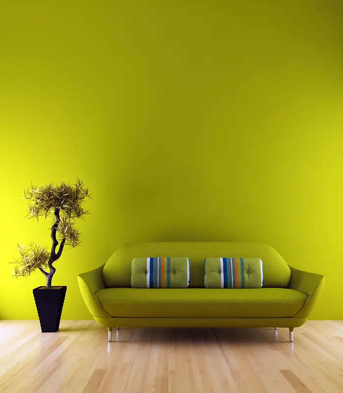 绿色客厅沙发背景素材
