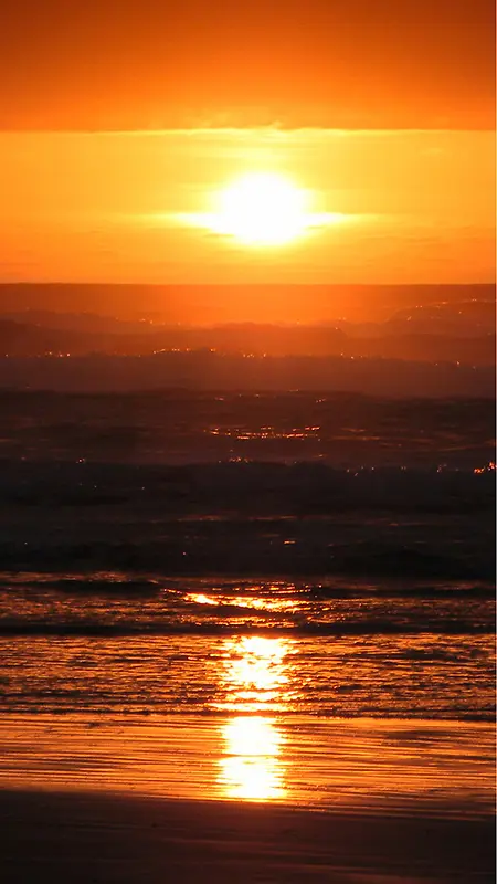 夕阳沙滩海景H5背景
