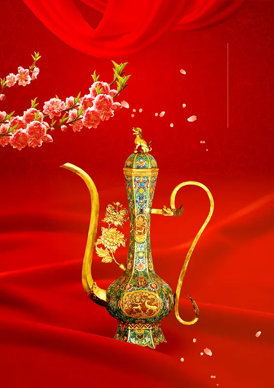 中国风尊贵酒樽背景素材