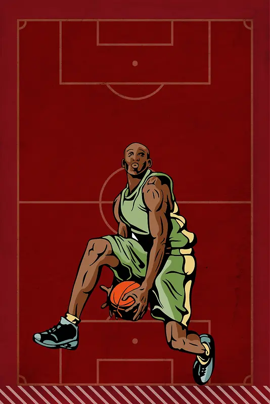 篮球争霸赛红色手绘海报