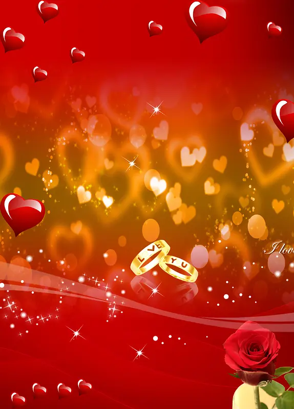 红色 爱情 誓言 玫瑰 海报背景素材