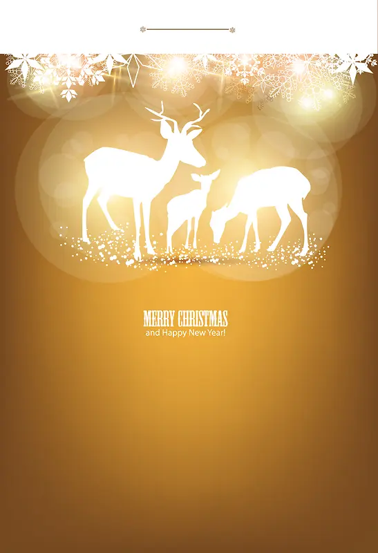 金色发光麋鹿剪影圣诞海报背景素材