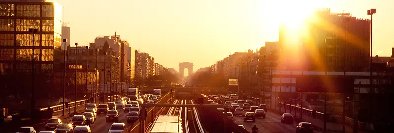 夕阳城市背景