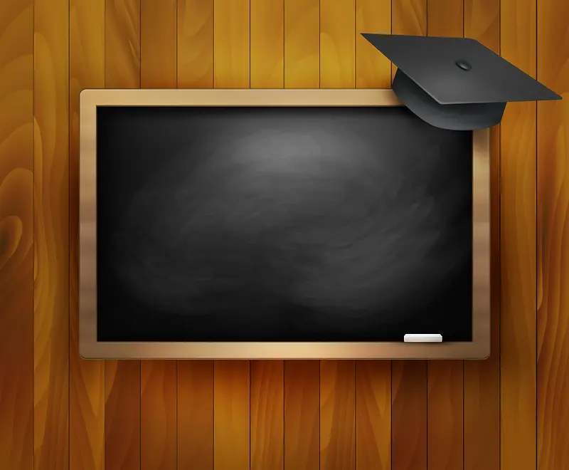 精美黑板与博士帽教育矢量背景