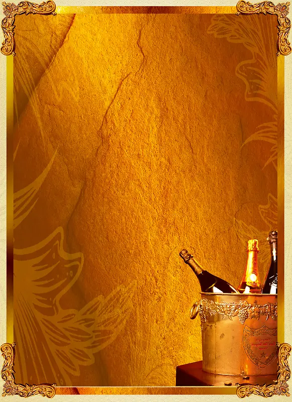 质感金色酒桶画框海报背景模板