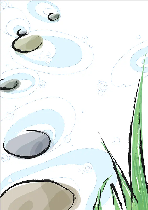 手绘卡通清凉夏日石子路海报背景素材