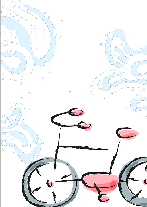 手绘卡通清凉夏日自行车海报背景素材