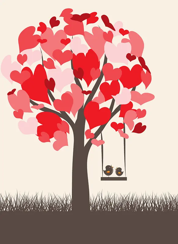 爱心情侣鸟类海报背景素材