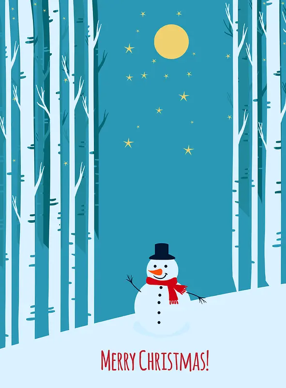 卡通雪夜圣诞节海报背景素材