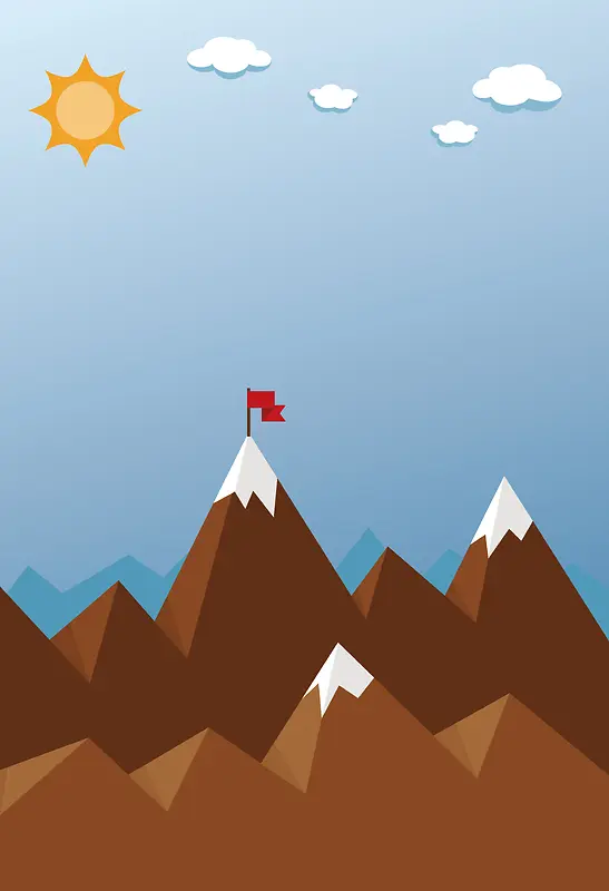 卡通雪山顶风景海报背景素材