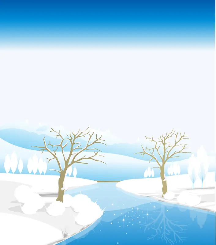 冬天雪景卡通海报背景素材