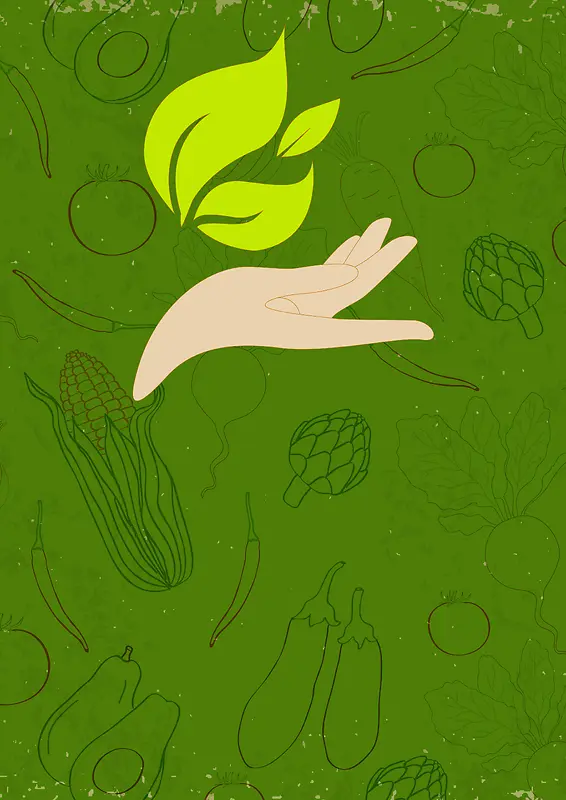 绿色植物食品海报背景矢量素材