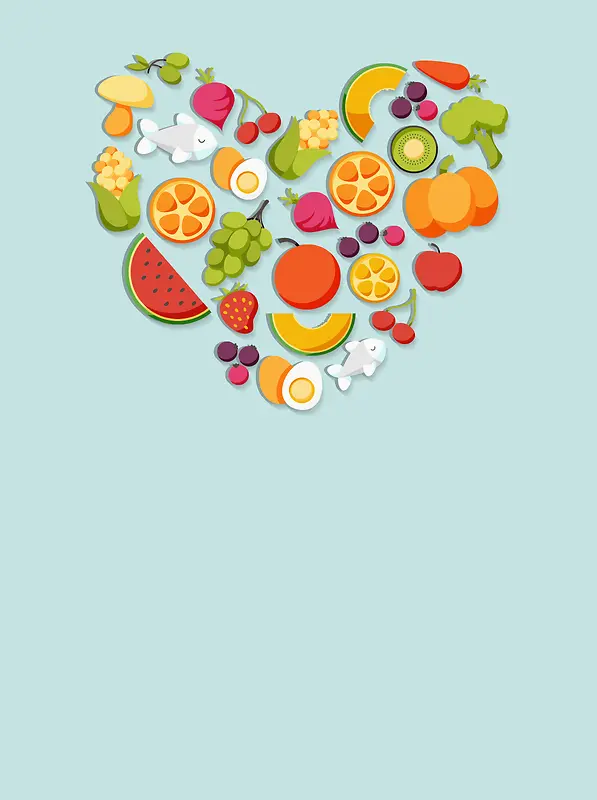 蔬菜水果爱心小清新海报背景素材