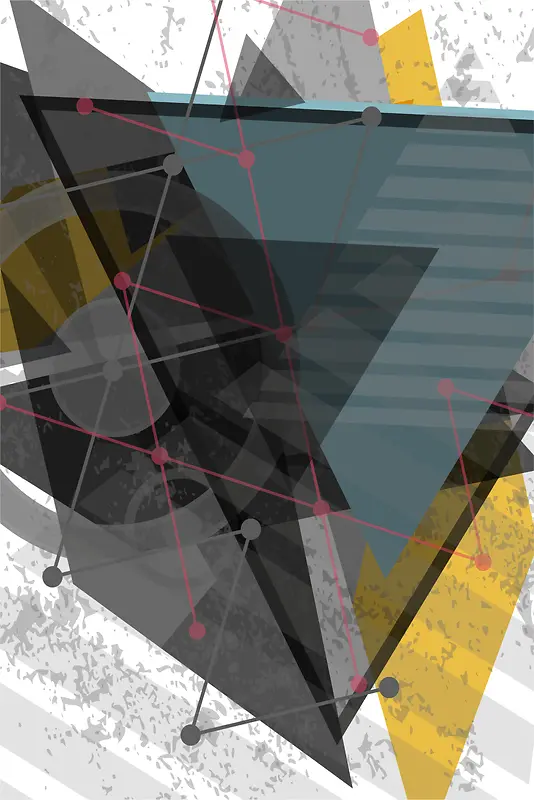 抽象点线几何拼接炫彩简约科技商务矢量海报