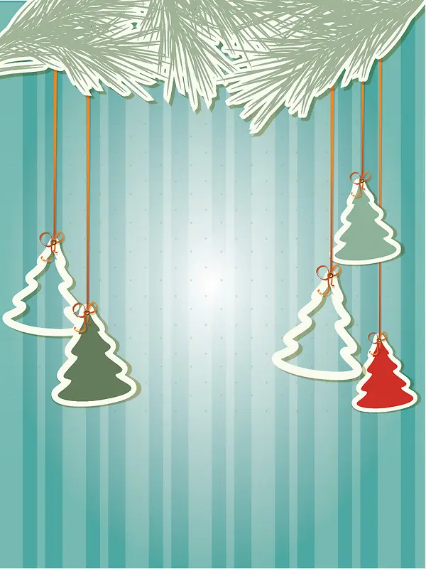 竖条纹悬挂圣诞树矢量背景素材