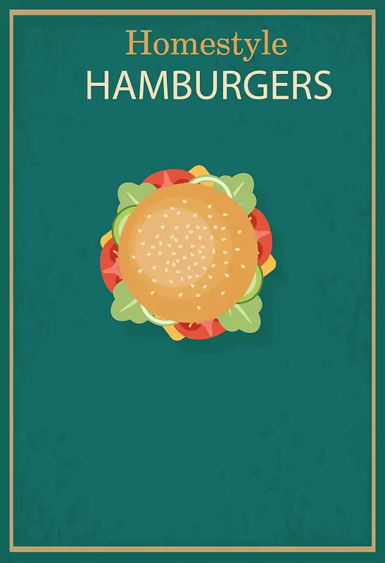 俯视美味汉堡海报背景素材