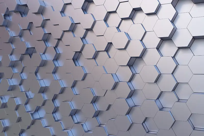 六边形立体几何蓝光科技感墙面背景