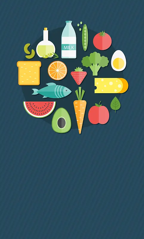 深色水果蔬菜圆形海报背景素材