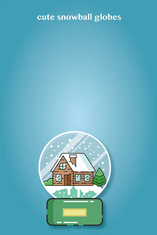 蓝色渐变雪球小木屋海报背景素材