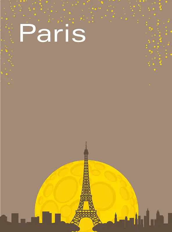巴黎城市剪影海报背景素材