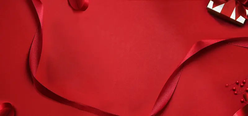 感谢节红色浪漫简约banner