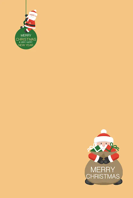 淡黄色扁平化圣诞老人形象海报背景素材