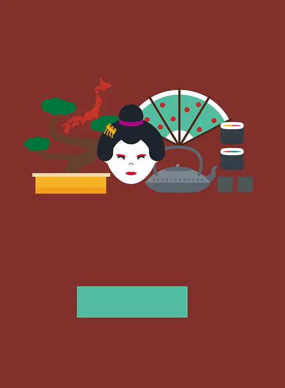 日式和服女性红色背景素材