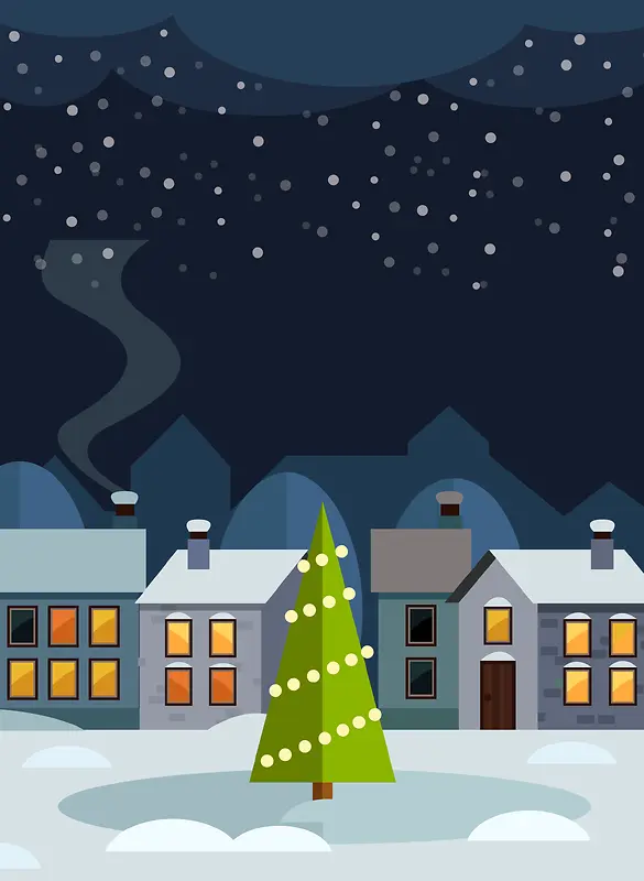 平安夜圣诞树卡通海报背景素材