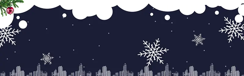 圣诞节蓝色扁平电商雪花banner