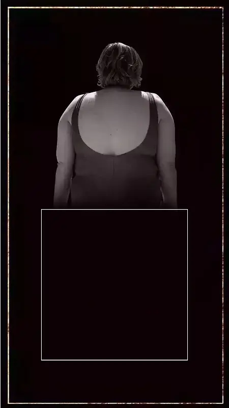 简约黑色胖女人背影H5背景图