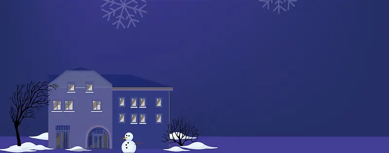 冬季雪人卡通简约紫色背景