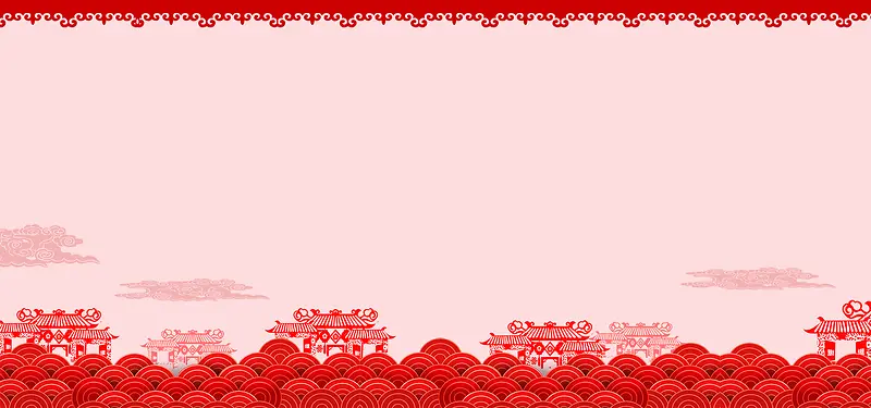新年春节红色简约花纹剪纸banner展板