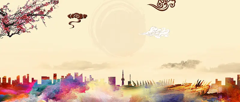 梦幻中国风海报背景素材