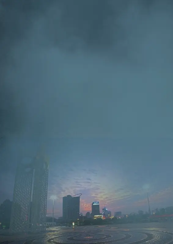 夜幕下的雾霾城市背景