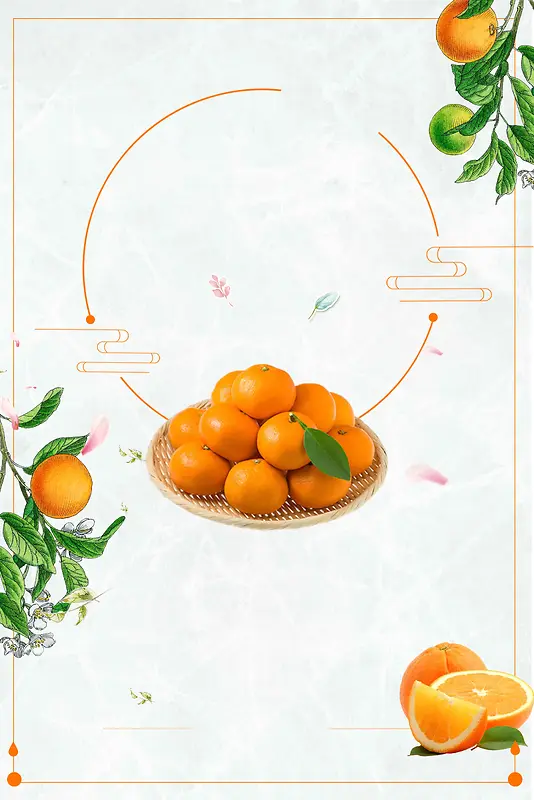 柑橘白色简约水果宣传背景